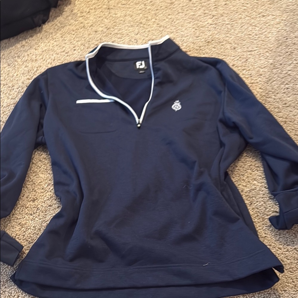 FootJoy Dark Blue Half-Zip Pullover with Light Trim
